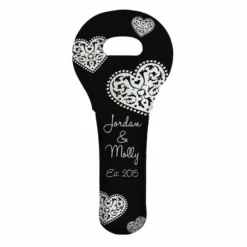 Deals ❤️ BarMan ADD YOUR NAME Wine Totes - Heart Pattern - Several Color Options ✔️ -Barman Sales Store lg wt 67 hearts add your name custom wine bottle tote black 700x700