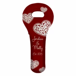 Deals ❤️ BarMan ADD YOUR NAME Wine Totes - Heart Pattern - Several Color Options ✔️ -Barman Sales Store lg wt 67 hearts add your name custom wine bottle tote red 700x700