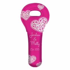 Deals ❤️ BarMan ADD YOUR NAME Wine Totes - Heart Pattern - Several Color Options ✔️ -Barman Sales Store lg wt 67 hearts add your name custom wine bottle totes pink 1 700x700