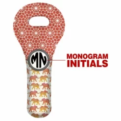 Deals 👍 BarMan CUSTOMIZABLE Wine Tote - Watercolor Elephants 🎁 -Barman Sales Store lg wt 67 mono elephants 1 700x700