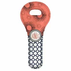 Best deal 👏 BarMan CUSTOMIZABLE Wine Tote - Monogram Design - Pink Sunburst // Lattice Pattern ✨