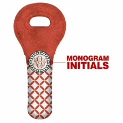 Budget 🌟 BarMan CUSTOMIZABLE Wine Tote - Monogram Design - Red Sunburst // Lattice Pattern 😉 -Barman Sales Store lg wt 67 mono sunburst red 1 700x700