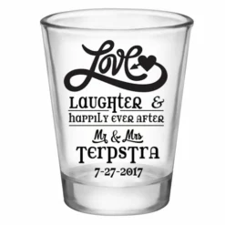 Flash Sale ⭐ BarMan CUSTOMIZABLE - 1.75oz Clear Shot Glass - Love, Laughter & Ever After ✨