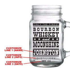 Hot Sale 😀 BarMan CUSTOMIZABLE - 16oz Mason Jar With Handle - Bourbon, Whisky And Moonshine ✨ -Barman Sales Store mason jars 16oz bourbon web 1 700x700