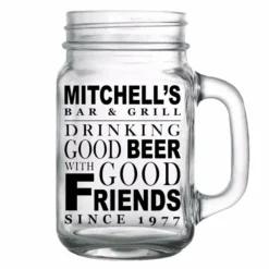Best Pirce 🧨 BarMan CUSTOMIZABLE - 16oz Mason Jar With Handle - Good Beer, Good Friends 👍