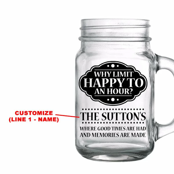 Hot Sale 🎁 BarMan CUSTOMIZABLE - 16oz Mason Jar With Handle - Happy Hour ⭐ 2 Hot Sale 🎁 BarMan CUSTOMIZABLE - 16oz Mason Jar With Handle - Happy Hour ⭐ - Image 2
