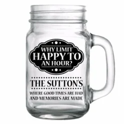 Hot Sale 🎁 BarMan CUSTOMIZABLE - 16oz Mason Jar With Handle - Happy Hour ⭐