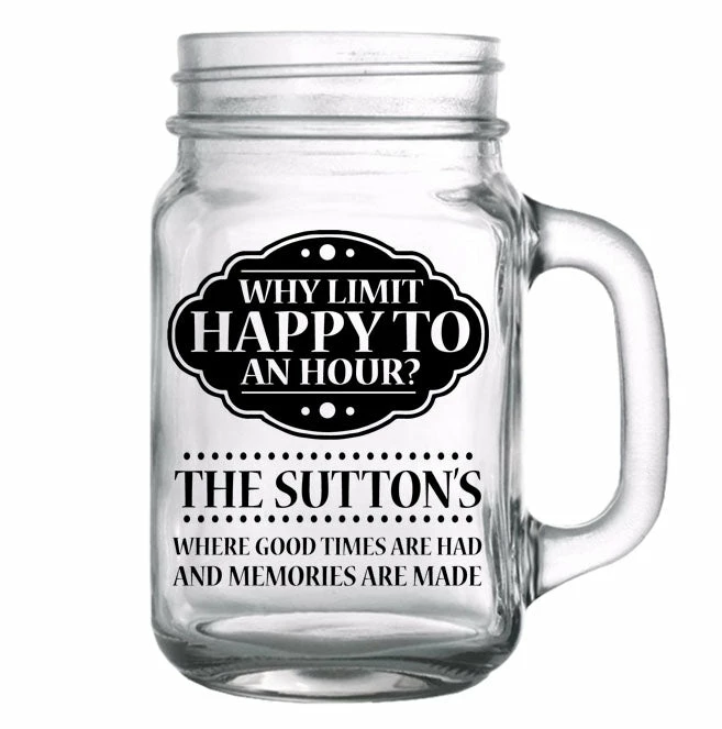 Hot Sale 🎁 BarMan CUSTOMIZABLE - 16oz Mason Jar With Handle - Happy Hour ⭐ 1 Hot Sale 🎁 BarMan CUSTOMIZABLE - 16oz Mason Jar With Handle - Happy Hour ⭐