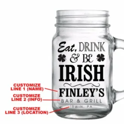 Flash Sale 🎉 BarMan CUSTOMIZABLE - 16oz Mason Jar With Handle - Irish 🥰 -Barman Sales Store mason jars 16oz irish web 1 700x700