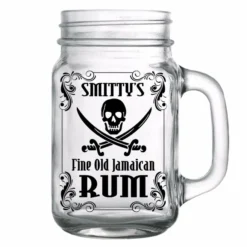 Budget 🌟 BarMan CUSTOMIZABLE - 16oz Mason Jar With Handle - Rum 🛒