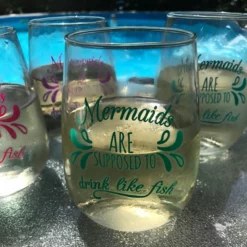 Wholesale 💯 BarMan Mermaids Are Supposed To Drink Like Fish Stemless Wine Glasses ✔️ -Barman Sales Store mermaids are supposed to drink like fish wine glasses 2 700x700