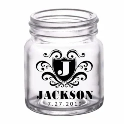 Wholesale ❤️ BarMan CUSTOMIZABLE - 2oz Clear Mini Mason Jar Shot Glass - Crest (Version 3) 🌟