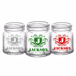 Wholesale ❤️ BarMan CUSTOMIZABLE - 2oz Clear Mini Mason Jar Shot Glass - Crest (Version 3) 🌟 -Barman Sales Store mini mason crest 2 web trio 700x700