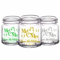 Flash Sale 🧨 BarMan CUSTOMIZABLE - 2oz Clear Mini Mason Jar Shot Glass - Mr. And Mrs. 😀 -Barman Sales Store mini mason jar mr mrs web 5 700x700