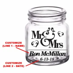 Flash Sale 🧨 BarMan CUSTOMIZABLE - 2oz Clear Mini Mason Jar Shot Glass - Mr. And Mrs. 😀 -Barman Sales Store mini mason jar mr mrs web2 700x700