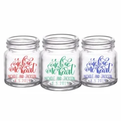 Best Sale 🤩 BarMan CUSTOMIZABLE - 2oz Clear Mini Mason Jar Shot Glass - One Heart ⌛ -Barman Sales Store mini mason one love web trio 700x700