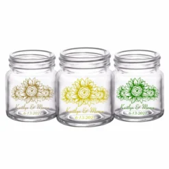Brand new ⌛ BarMan CUSTOMIZABLE - 2oz Clear Mini Mason Jar Shot Glass - Sunflower ⭐ -Barman Sales Store mini mason sunflower web trio 700x700