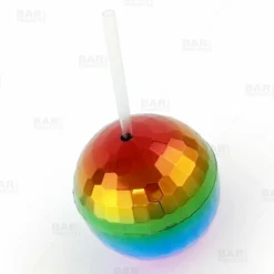 Brand new ⭐ BarMan Rainbow Disco Ball Novelty Cup - Plastic With Straw And Lid - 12 Ounce ⭐ -Barman Sales Store rainbow disco ball novelty cup bpc 1 700x700