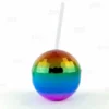 Brand new ⭐ BarMan Rainbow Disco Ball Novelty Cup - Plastic With Straw And Lid - 12 Ounce ⭐