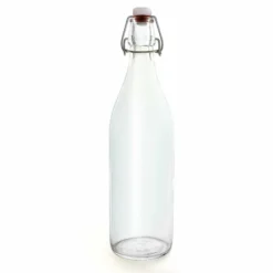 Deals 🎁 BarMan Round Glass Bottle W/ Swing Top - Available In 1 Liter Or 17 Ounce ⌛ -Barman Sales Store round clear bottle swing top 1l 1 700x700