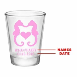 New 👏 BarMan CUSTOMIZABLE - 1.75oz Clear Wedding Shot Glass - Seahorse Love 🌟 -Barman Sales Store seahorseshotglass1p75 2 700x700