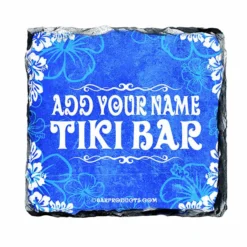 Best Sale ✔️ BarMan CUSTOMIZABLE Rock Slate Coasters - Tiki Themed ❤️ -Barman Sales Store slate coaster tiki web blue 700x700
