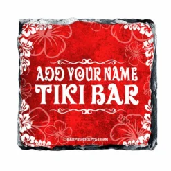 Best Sale ✔️ BarMan CUSTOMIZABLE Rock Slate Coasters - Tiki Themed ❤️ -Barman Sales Store slate coaster tiki web red 700x700