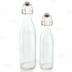 Hot Sale 🛒 BarMan Square Glass Bottle W/ Swing Top - Available In 1 Liter Or 17 Ounce ❤️