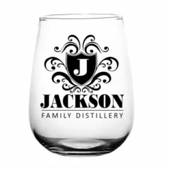 Promo 🎁 BarMan CUSTOMIZABLE - Stemless Wine Glass - 17 Ounce - Crest Design 3 ⌛ -Barman Sales Store stemless wine glass crest3 web 700x700