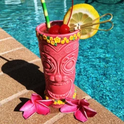 Best deal ✨ BarMan BarConic® Tiki Drinkware - Pink Flower Goddess - 12 Ounce 🔔 -Barman Sales Store tiki mug pink lei bpc 6 700x700