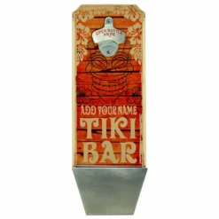 Flash Sale โจ BarMan CUSTOMIZABLE Wall Mounted Wood Plaque Bottle Opener & Cap Catcher - Vintage Tiki Bar ๐