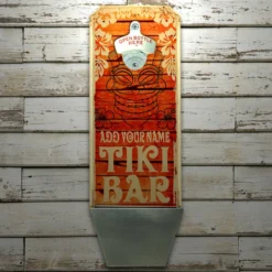 Flash Sale ✨ BarMan CUSTOMIZABLE Wall Mounted Wood Plaque Bottle Opener & Cap Catcher - Vintage Tiki Bar 🎁 -Barman Sales Store wall mount cap catcher tiki1 700x700