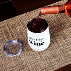 Deals 🔥 BarMan Double Wall Vacuum Insulated Wine/Coffee Set - 14 Ounce ✔️ -Barman Sales Store wine coffee scene3 700x700