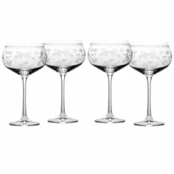 Promo ⭐ BarMan Vintage Floral Coupe Set 13.5 Oz - 4 Pack 🎉