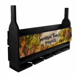 Deals 🥰 BarMan CUSTOMIZABLE Wall Mounted Wine Bottle & Glass Hanging Shelf W/ Vineyard Plaque 👏 -Barman Sales Store wine rack black sample 700x700