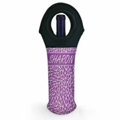 Deals 👏 BarMan CUSTOMIZABLE Wine Bottle Tote W/ Black Handle - Crackle Pattern (Color Options) 👏 -Barman Sales Store wine tote web bw ayn crackle purple 700x700