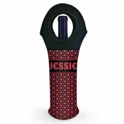 Budget ✔️ BarMan CUSTOMIZABLE Wine Bottle Tote W/ Black Handle - Floral Pattern (Color Options) 💯 -Barman Sales Store wine tote web bw ayn floral pink 700x700