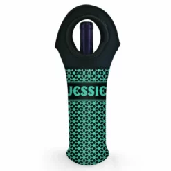 Budget ✔️ BarMan CUSTOMIZABLE Wine Bottle Tote W/ Black Handle - Floral Pattern (Color Options) 💯 -Barman Sales Store wine tote web bw ayn floral teal 700x700