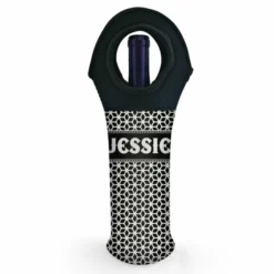 Budget ✔️ BarMan CUSTOMIZABLE Wine Bottle Tote W/ Black Handle - Floral Pattern (Color Options) 💯 -Barman Sales Store wine tote web bw ayn floral white 700x700