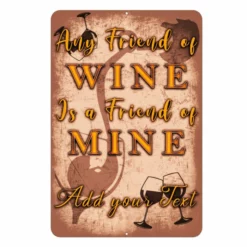 Outlet ⭐ BarMan Metal Bar Sign - Customized - Wine Friend - 12" X 18" ✔️